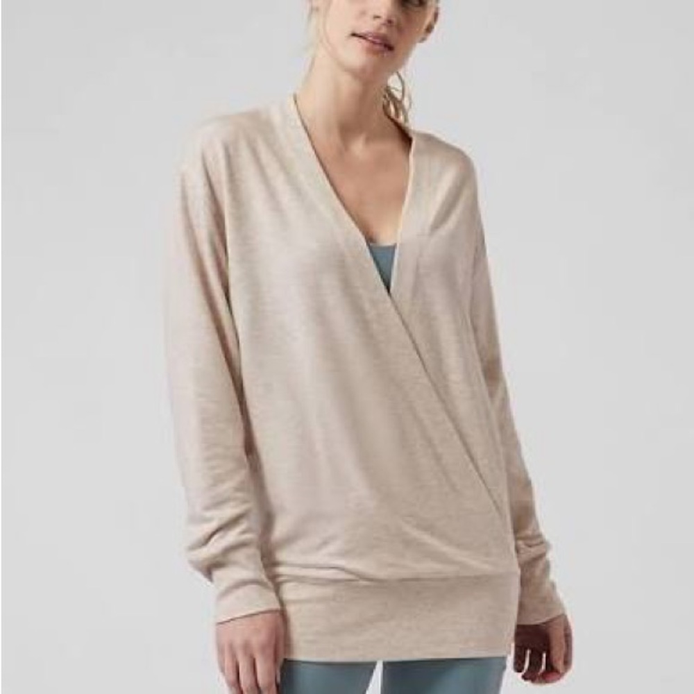 Athleta Cream Long Sleeve Top